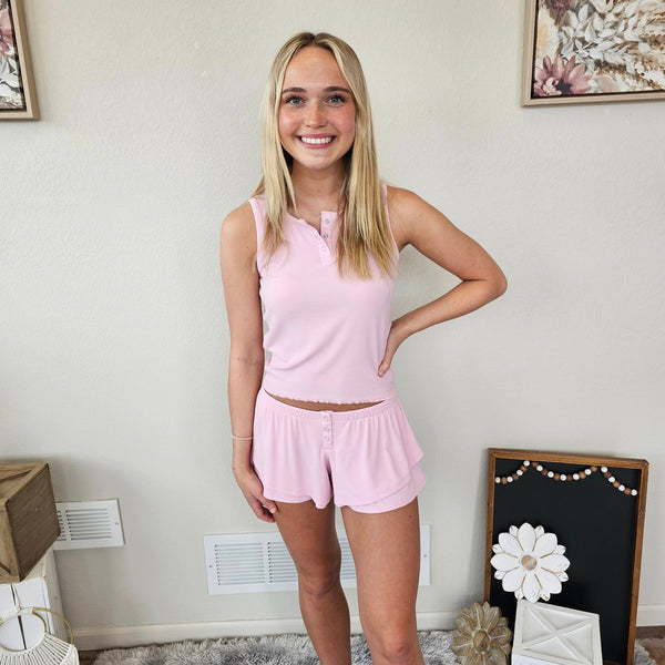 Mono B Pink Bamboo Lounge Shorts