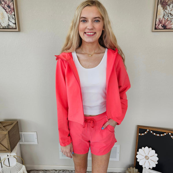 Mono B Coral Cropped Hooded Jacket