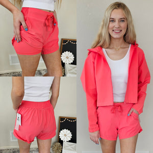 Mono B Coral Lined Drawstring Shorts