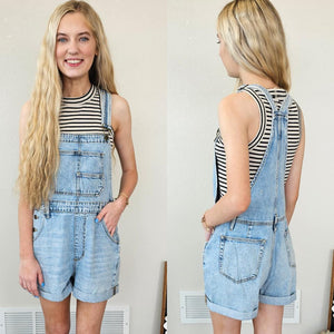 Sneak Peek Light Wash Vintage Shorts Overall