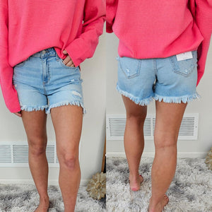 Cello Boyfriend Shorts with Fray Hem