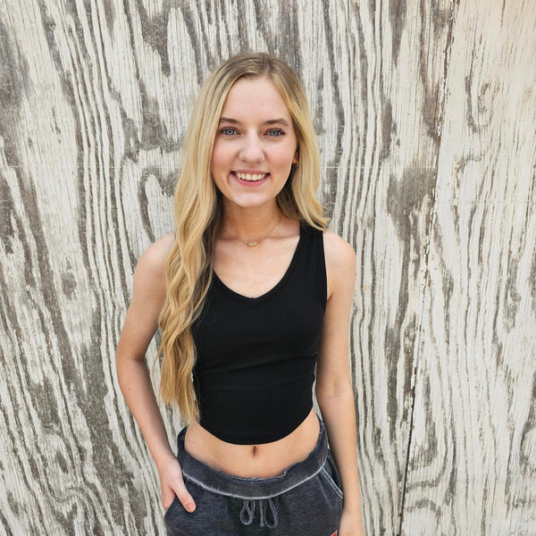 Cotton V-Neck Crop Top