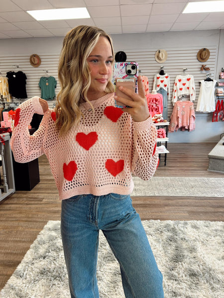 Heart Pattern Sweater Top