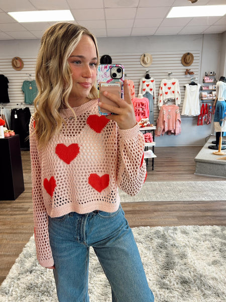 Heart Pattern Sweater Top