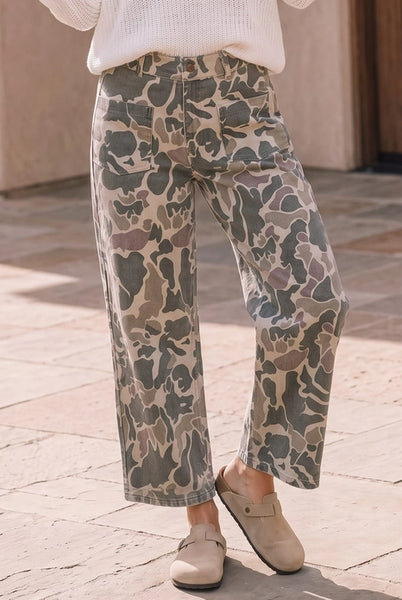 Kori  America Camo Wide Leg Utility Denim Pants