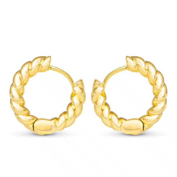 Clara Mini Gold Polished Rope Hoop Earrings
