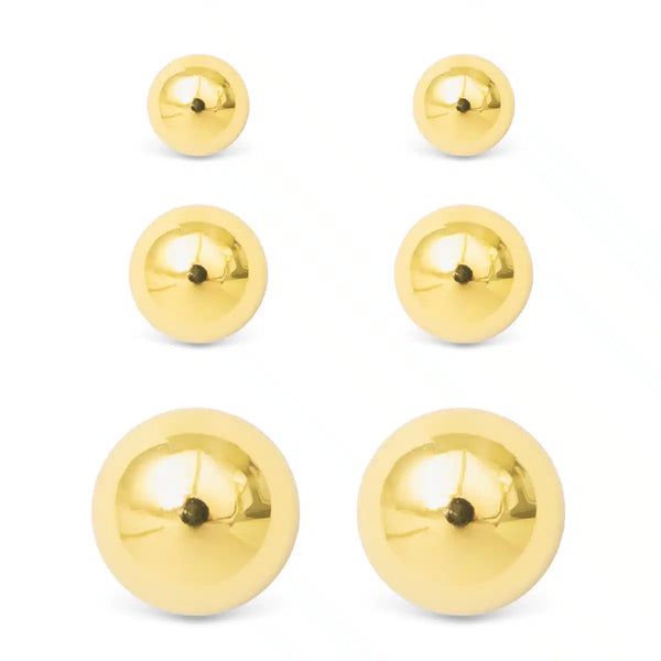 Polished Ball Stud Triplet Earrings