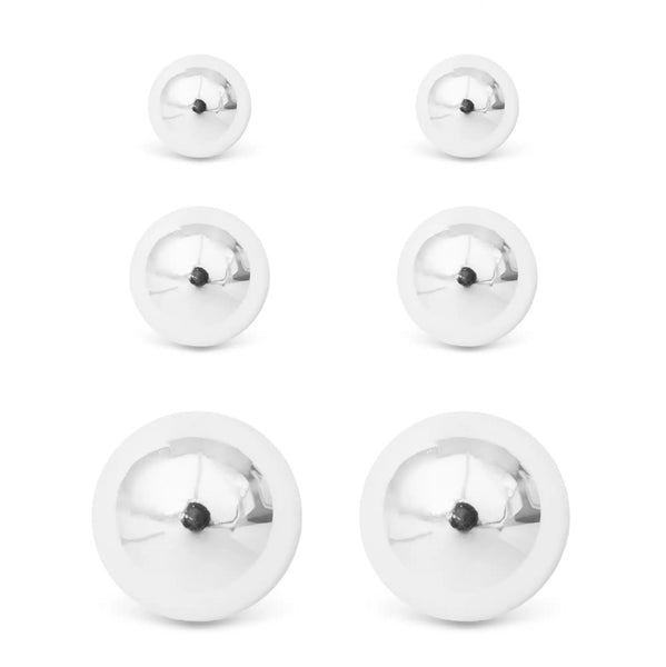Polished Ball Stud Triplet Earrings