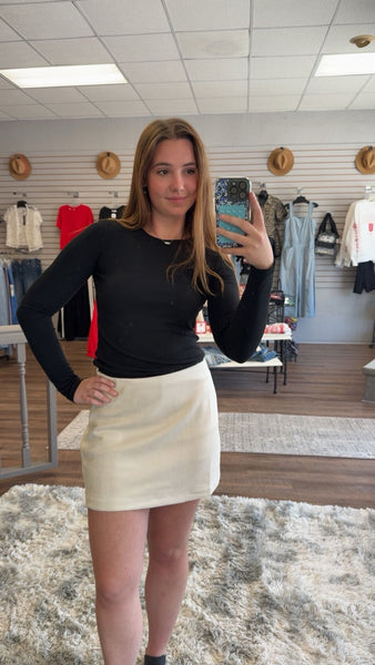 Ecru Suede Mini Skirt