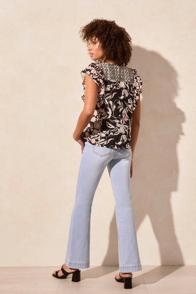 Tribal Mixed Print Notch Neck Blouse