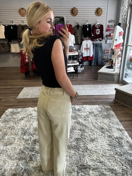 Miou Muse Beige Straight Leg Pants