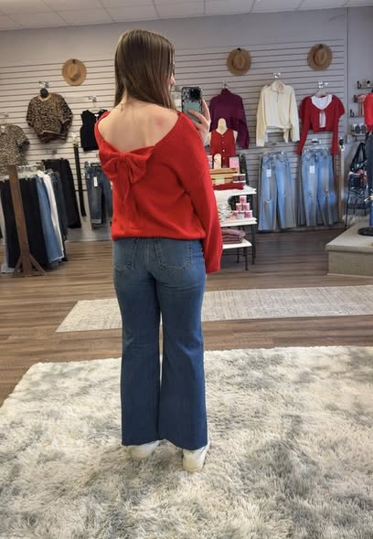 Fiery Red Bow Sweater