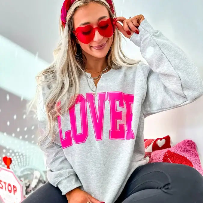 Lover Ash Grey Slit Neck Crewneck