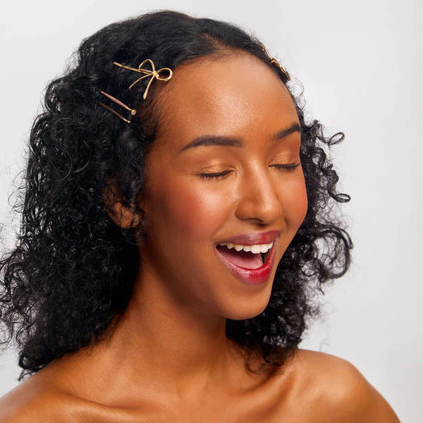 Kitsch Metal Enamel Puffy & Bow Bobby Pins
