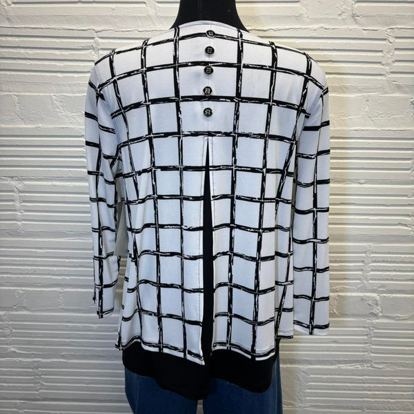 Multiples White and Black Long Sleeve Top