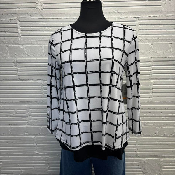Multiples White and Black Long Sleeve Top