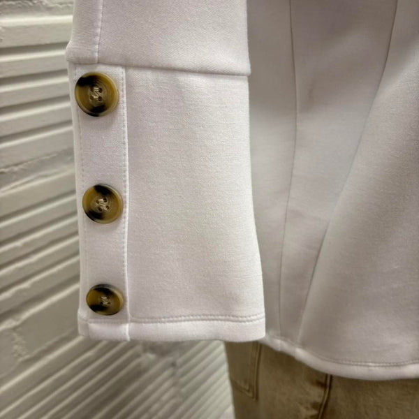 Tribal White Boxy Blouse With Buttons