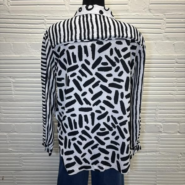 Multiples Doodle Collard Blouse