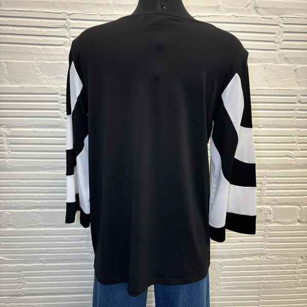 Multiples Black Blouse with White Stripe