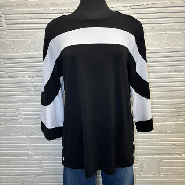 Multiples Black Blouse with White Stripe