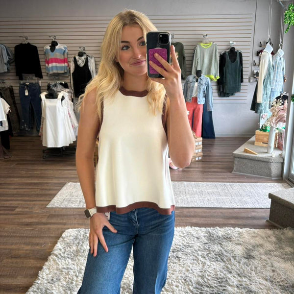Brown Color Block Tank Top