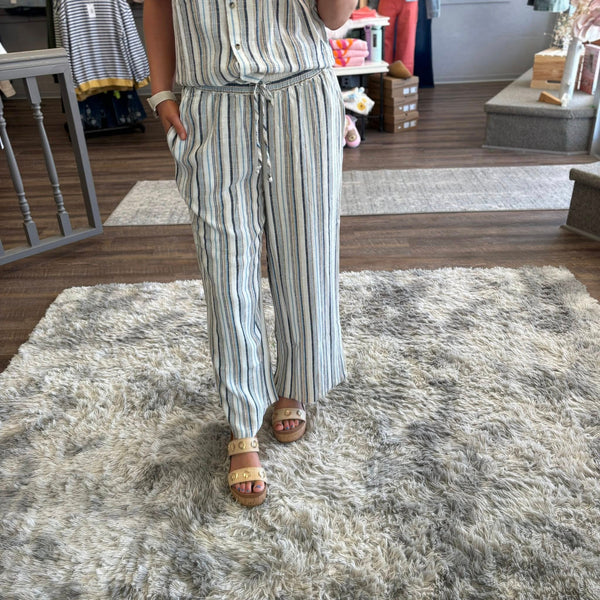 Tribal Neutral Striped Linen Pants