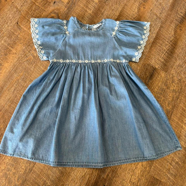 Mayoral Denim Embroidered Dress