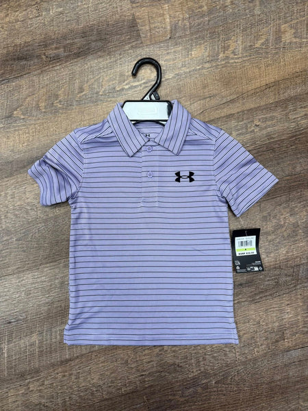 UA Boys Purple Stripe Polo Top