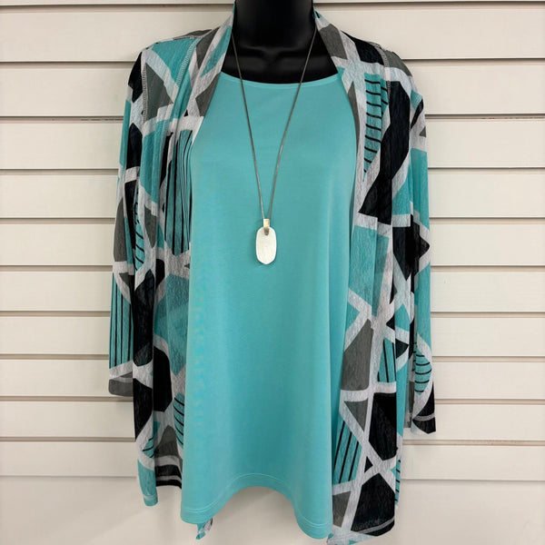 Multiples Light Turquoise Long Sleeve Top