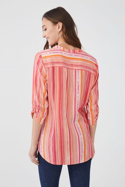 FDJ Pink and Coral Striped Button Down