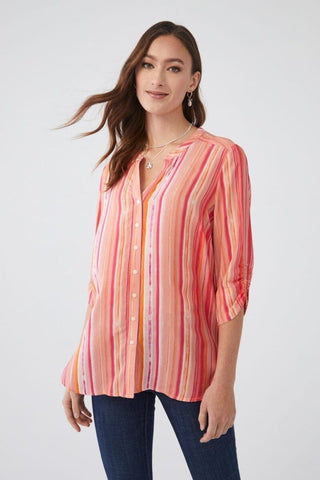 FDJ Pink and Coral Striped Button Down