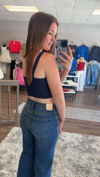 Dark Night Ribbed Crop Tank