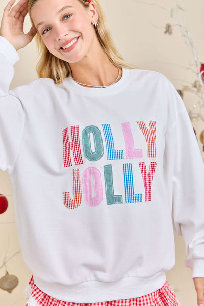 Holly Jolly White Holiday Sweatshirt