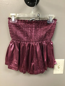 Girls Pink Metallic Lined Skirt