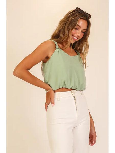 Sage Flowy Cropped Tank