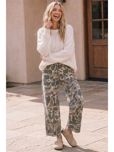 Kori  America Camo Wide Leg Utility Denim Pants