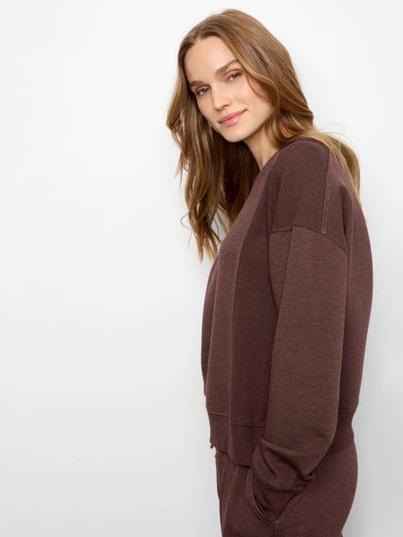 Carlie B. Soft Scuba Crew Neck Sweatshirt - Heather Espresso
