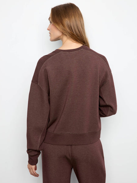 Carlie B. Soft Scuba Crew Neck Sweatshirt - Heather Espresso