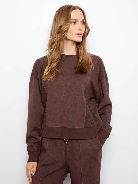 Carlie B. Soft Scuba Crew Neck Sweatshirt - Heather Espresso