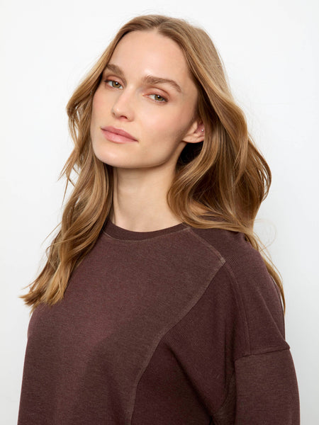 Carlie B. Soft Scuba Crew Neck Sweatshirt - Heather Espresso