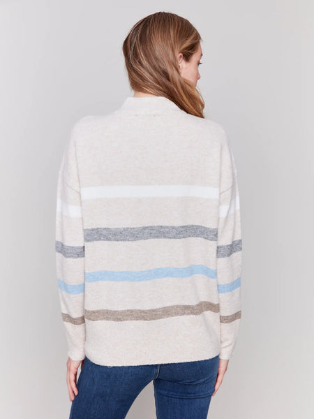 Charlie B Stripe Zip Cuff Sweater