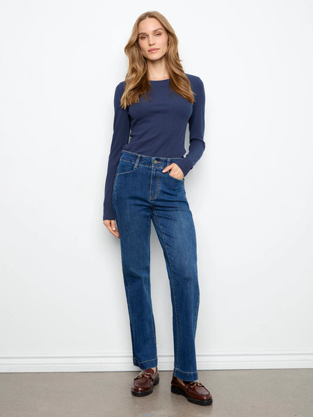 Charlie B. Straight Leg Jeans With Front Panel Detail