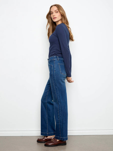 Charlie B. Straight Leg Jeans With Front Panel Detail
