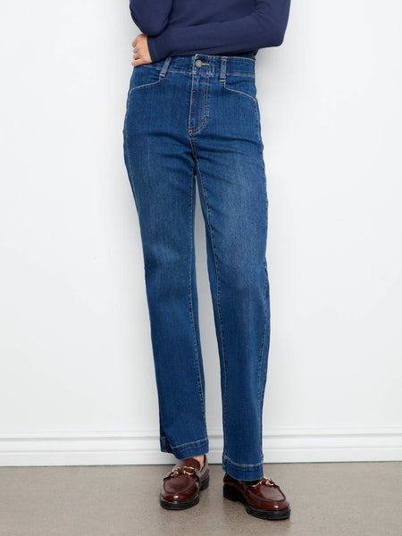 Charlie B. Straight Leg Jeans With Front Panel Detail
