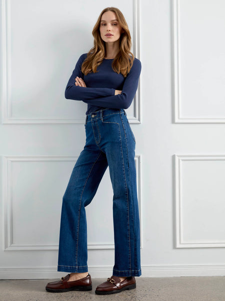 Charlie B. Straight Leg Jeans With Front Panel Detail