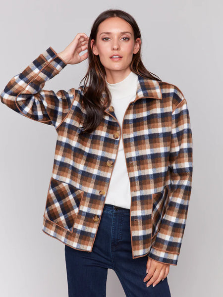 Charlie B Truffle Reversible Plaid Jacket