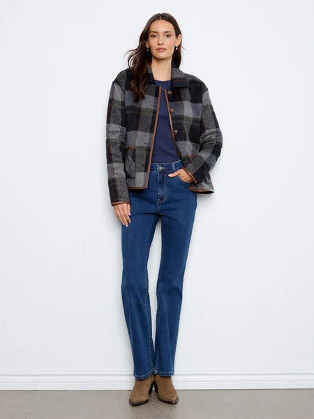 Charlie B. Reversible Plaid Jacket With Leather Binding