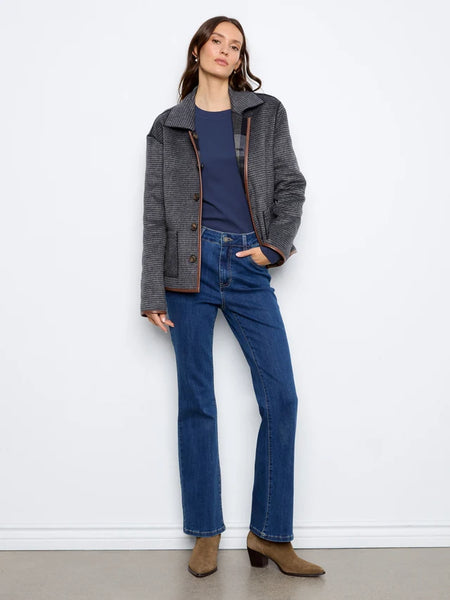 Charlie B. Reversible Plaid Jacket With Leather Binding