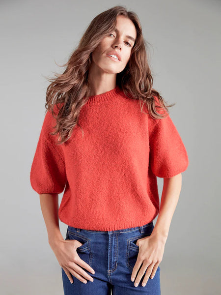 Charlie B Balloon Elbow Sleeve Knit Sweater - Crimson