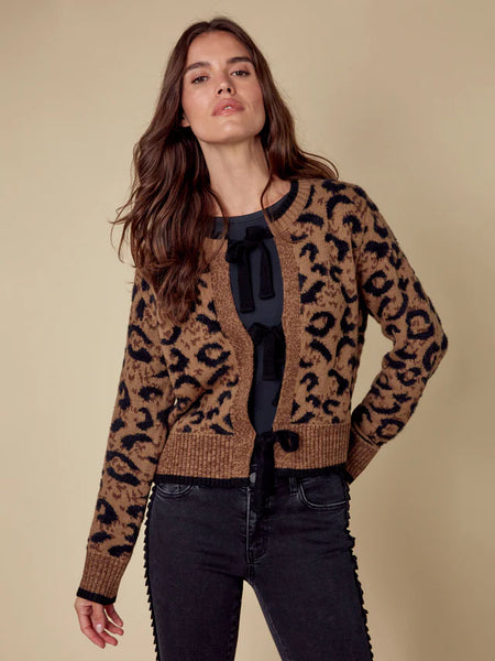 Charlie B Bow Tie Jacquard Knit Cardigan